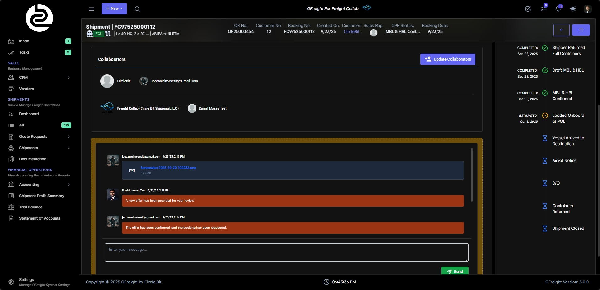 Automation connectors inside OFreight